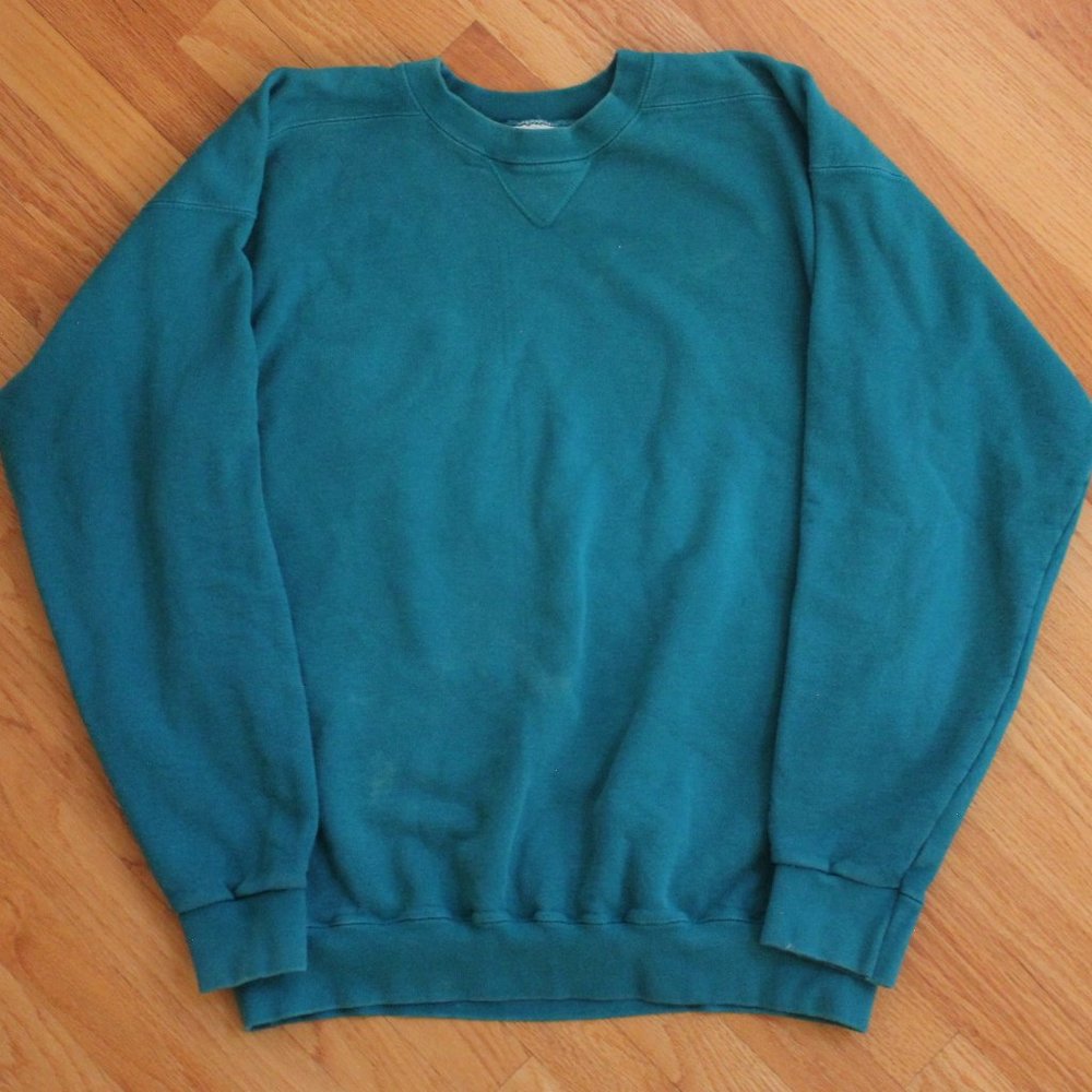 Teal Vintage Sun Faded Discus Athletic Crewneck